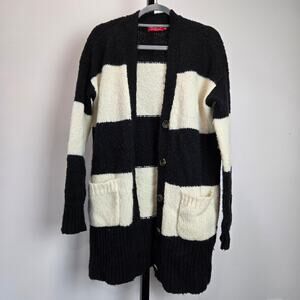 N:Philanthropy Long Cardigan Sweater Mohair Wool Black White Stripe XS Small